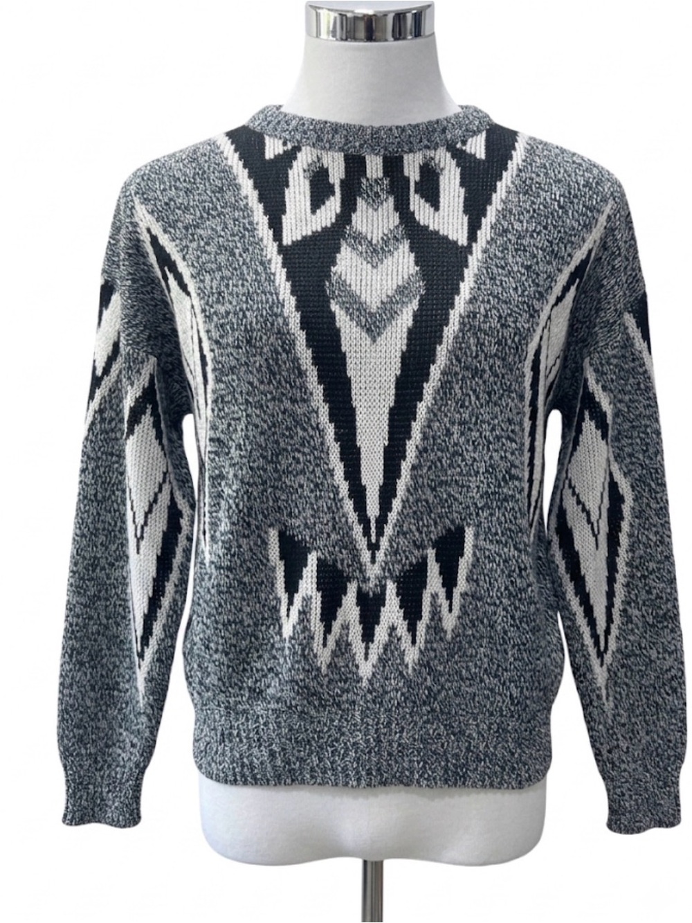 80s 90s Sostanza Geometric Knit Sweater Medium M Unisex Grandpa Coogi Vibe VTG